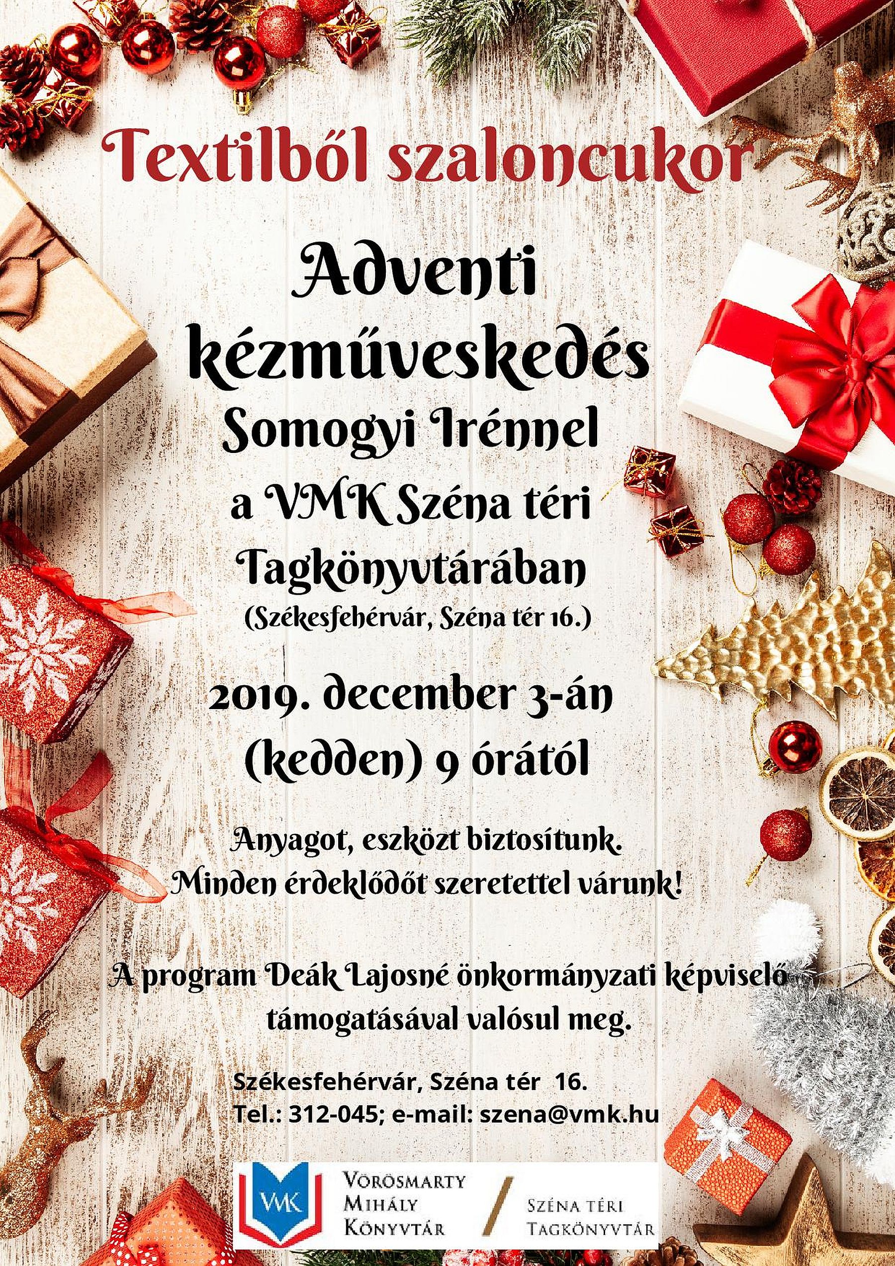 Textilből szaloncukor - adventi kézműves foglalkozás a Széna téri Tagkönyvtárban